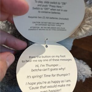 Disney | Toys | Disney Hallmark Thumpin Thumper Plush Grey Rabbit Bambi ...